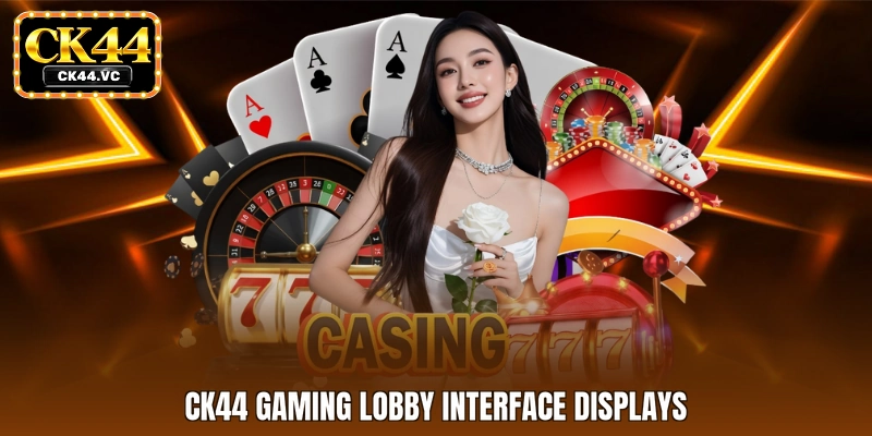 CK44 gaming lobby interface displays